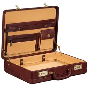 Businessman faux leather handle briefcase