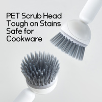 Brosse Cuisine 6 Positions: Rechargeable PET avec Distributeur Savon pour Poêles/Casseroles - Poignée Réglable Portable