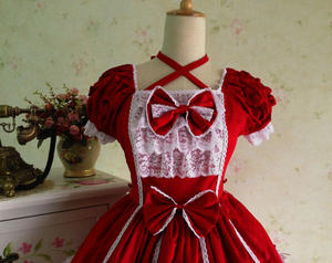 Nuevo Vestido Lolita de Encaje Estilo Corte, con Mangas Cortas, Estilo Gótico, para Fiesta de Disfraces, en Venta - Product Image 2