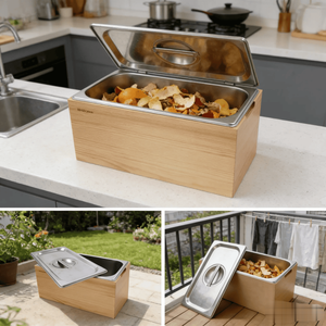 Wholesale Kitchen <strong>Wood</strong> <strong>Compost</strong> <strong>Bin</strong>, Smell Proof Rust Proof with Stainless Steel Insert, Countertop Food Scraps Organizer - Product Image 3