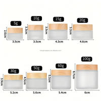 Pots cosmétiques en verre dépoli transparent de 5g, 10g, 15g, 30g, 50g, 60g, 100g pour crème, beurre corporel et crème visage avec couvercle à vis en bois