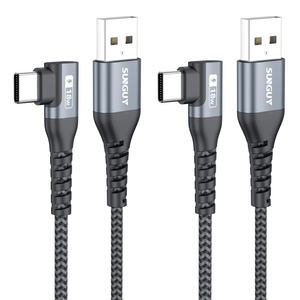 SUNGUY 90 Degree 18W Nylon Fast Charging <b>Cable</b> chargeur de téléphone USB Data Power <b>Cable</b> for Mobile Phone Latop - Product Image 1