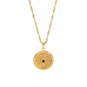 Trendy 18K Gold Plated <b>Titanium</b> Steel Necklace 316L Stainless Steel Octagon Signet Black Diamond Rope <b>Chain</b> for Anniversary - Product Image 1