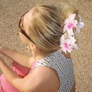 <span class=keywords><strong>Pince</strong></span> à <span class=keywords><strong>cheveux</strong></span> 6 cm en plastique violet et or, motif <span class=keywords><strong>fleur</strong></span> de frangipanier hawaïenne, style requin, accessoire transfrontalier, <span class=keywords><strong>pince</strong></span> à <span class=keywords><strong>cheveux</strong></span> mignonne - Product Image 4