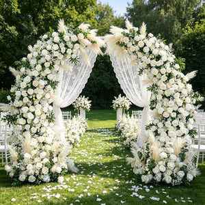 DKB Artificial <b>Flowers</b> Factory Wholesale Artificial Silk <b>Flower</b> Horn Arch Wedding <b>Flower</b> Arch for Wedding Background Decoration - Product Image 1