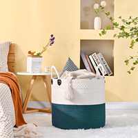 Panier de rangement pliable en tissu pour vêtements et jouets, panier à linge avec poignée, boîte personnalisée en cordes de coton tissées à la main