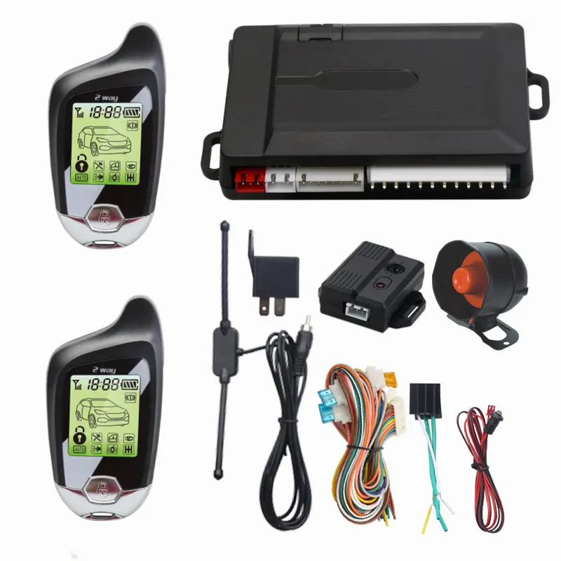 Sistema de alarma para coche, dispositivo de seguridad bidireccional con pantalla LCD remota, 12V