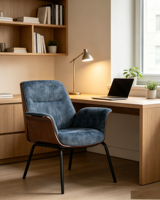 Fauteuil pivotant moderne en contreplaqué courbé, fauteuil de salon luxueux rembourré, pieds en métal noir pour salle à manger, salon, hôtel, bureau, café