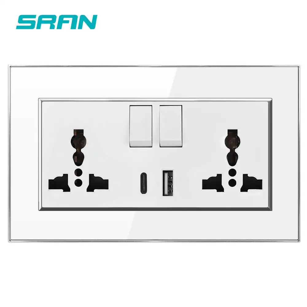 Interruptores acrílicos universales personalizados y enchufe de pared toma de corriente USB eléctrica segura