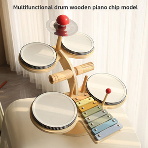 Juego de baterí<span class=keywords><strong>a</strong></span> de Jazz de madera Montessori para niños, aprendizaje Musical educativo con instrumento multifuncional para juguete de desarrollo temprano - Product Image 6