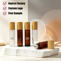 Flacons roll-on en verre de 3 ml à 10 ml avec bouchons en bois de bambou, mini flacons roll-on en verre pour parfum et huiles essentielles