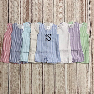 Vêtements pour bébés 2020, barboteuse en seersucker pour garçon, sans manches, avec une jolie broderie, short pour bébé - Product Image 2