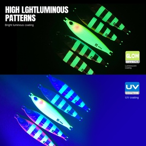Leurre de pêche en métal CNC, type jig, phosphorescent, pour jigging lent, avec 4 hameçons, pour la pêche en mer, matériel de sport et de divertissement - Product Image 2