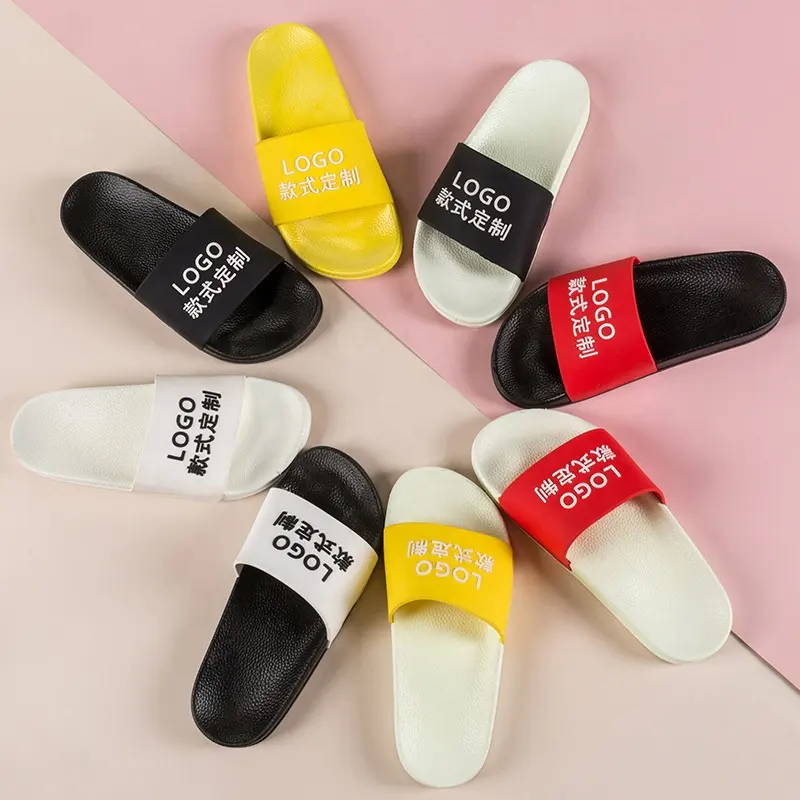 Indoor Outdoor Slippers Mens Shoes Oem Black Custom Slides Embossed Summer Custom Logo Women Slide Sandal