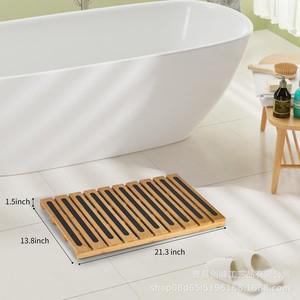 Alfombra de baño de bambú y madera, tapete para bañera, alfombra de baño antideslizante de madera maciza, transfronterizo - Product Image 1