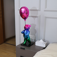 Promotion : Sculpture d'art nordique en résine plaquée, motif ours ballon de dessin animé, cadeau pour enfants, pour hôtel, entrée de maison
