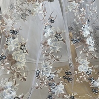 Fleur Design Gracieux Classique Élégant Haute Qualité Prix Remise Tulle Broderie Tissu pour Nuptiale Soirée Robe De Mariée Voile