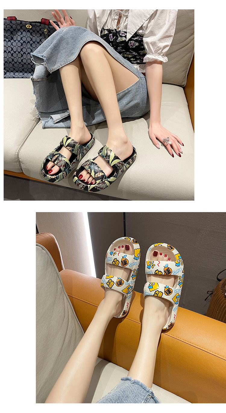 Summer Women Printed Slides Shoes EVA Thick Soled Non Slip Slippers Sandals Men