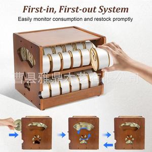 Wooden Double Layer Pet Food Can Holder Solid Wood Desktop <b>Storage</b> Rack For Cats Dogs - Product Image 2