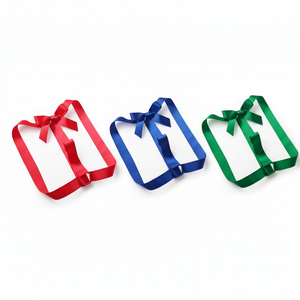 <span class=keywords><strong>Noeud</strong></span> en ruban polyester à grain croisé pré-noué personnalisé avec connexion élastique pour l'emballage de cadeaux de Noël - Product Image 4