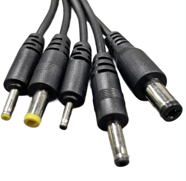 5 1 USB DC Fast Charging Cable | 5 Tips (5.5mm/4.0mm/3.5mm/2.5mm/2.0mm) | 1M 20cm Lengths | Computer Earphone Use | Black/White
