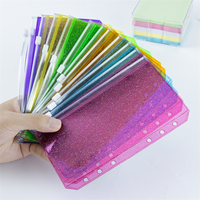 Pochettes A5 A6 A7 à fermeture éclair, pochettes PVC colorées à paillettes, sacs de rangement pour feuilles mobiles, enveloppes à monnaie zippées, protège-documents