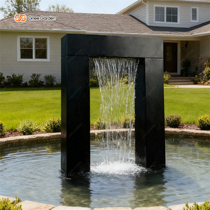 Fontaine d'eau irrégulière en acier Corten Gnee Garden, finition naturelle, décoration de jardin extérieur, style moderne, écran LED - Product Image 4