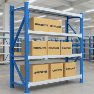 Estantería Industrial de Acero Azul y Blanco de Alta Resistencia, Unidad de Estantería Metálica <span class=keywords><strong>con</strong></span> Gran Capacidad de Carga <span class=keywords><strong>para</strong></span> Almacén y Taller - Product Image 3