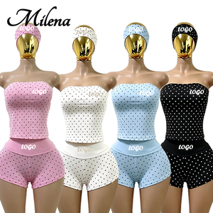 Ensemble sexy pour femme 2026 : Haut bustier à pois, short en coton à taille repliable et <span class=keywords><strong>bandeau</strong></span> – Style Y2K urbain, longueur au-dessus du genou - Product Image 5
