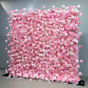 Mur de fleurs artificielles 5D 3D personnalisé de haute qualité, panneaux muraux décoratifs en soie rose pour mariage - Product Image 6