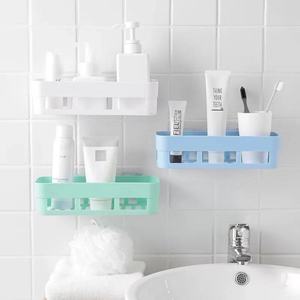 Hot Sale Kitchen Bathroom Rectangle Plastic Storage Shelf Wall Mounted Rack