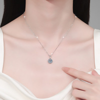 Colar Solitário de Moissanite Redondo 1CT, Cor D, VVS, Banhado a Ródio, Prata Esterlina 925, Luxuoso