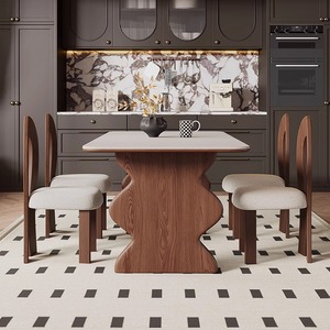 <span class=keywords><strong>Table</strong></span> <span class=keywords><strong>à</strong></span> <span class=keywords><strong>manger</strong></span> rectangulaire moderne pour 6 <span class=keywords><strong>à</strong></span> 8 personnes, facile <span class=keywords><strong>à</strong></span> nettoyer, <span class=keywords><strong>table</strong></span> de cuisine en pierre frittée avec pieds en bois robustes. - Product Image 4