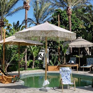 Sombrilla de exterior moderna para patio, venta al por mayor, paja sintética, Tiki, rafia, sombrillas de paja, características de inclinación de manivela para muebles de jardín - Product Image 5