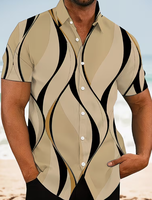 Chemise Hawaïenne Décontractée pour Homme, Imprimé Cactus 3D Motif Désert, 100% Polyester Respirant Anti-rétrécissement, Manches Courtes, Col Revers, Taille XL