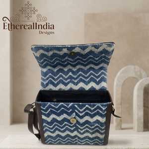 Handmade Rug Fabric Box Sling Bag Block Print Boho Shoulder Bag Rexine Vegan Leather <b>Small</b> <b>Purse</b> - Product Image 5