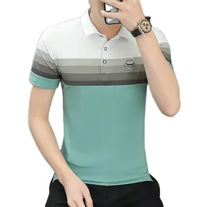 High Quality Polo T Shirt Manufacturing Company Custom Logo Short Sleeve Striped Men's Polo Shirts