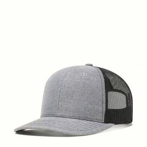 Wholesale Classical Gorras Snapback Vintage Blank Heather Gray Black Richardson Hats 112 Leather <b>Patch</b> Custom Trucker Hats - Product Image 1