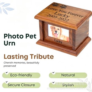 Wooden Photo Pet Urn Rectangle Eco-Friendly <b>Memorial</b> <b>Box</b> for Dog Ashes - Product Image 1