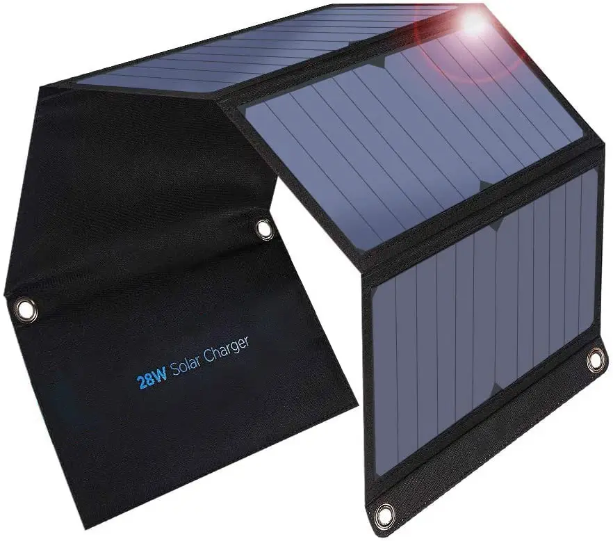 Sunpower cells เครื่องชาร์จพลังงานแสงอาทิตย์พร้อมพอร์ต USB ชาร์จพลังงานแสงอาทิตย์แบบพกพาได้5V 21W 28W สำหรับตั้งแคมป์เดินป่า