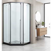 Porte de douche moderne en verre trempé forme diamant 8 mm, cadre facile à installer, propre, durable, écologique, garantie 3 ans