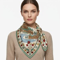 Service de personnalisation de motifs et logos pour foulards en soie de luxe carrés imprimés numériquement sur mesure pour femmes, usage quotidien, promotionnel