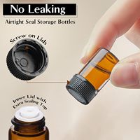 Lot de 100 flacons en verre ambré multi-tailles avec étiquettes et couvercles noirs, rechargeables, pour échantillons d'huiles essentielles et d'aromathérapie