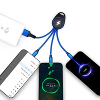 Câble de charge 3 en 1 lumineux, porte-clés, chargeur universel multifonction portable pour plusieurs appareils, idéal pour les cadeaux d'affaires