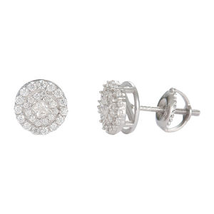 Brincos de Moissanite de Luxo VVS em Prata Esterlina 925 com Halo de Diamante Cultivado em Laboratório e Fecho Rosqueado - Product Image 2