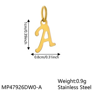 Charme initial classique |   Pendentif en acier inoxydable plaqué or 18 carats PVD avec lettre alphabétique pour la fabrication de bijoux |   Imperméable et résistant au ternissement - Product Image 6