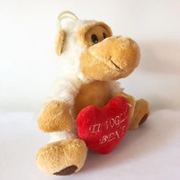 Llavero de Peluche Suave con Forma de Mono Ángel y Corazón Rojo, Regalo de San Valentín, Colgante de Animal de Peluche