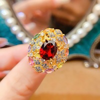 Good Quality OEM ODM 925 Sterling Silver Natural Pyrope Garnet Fine Jewelry Engagement Wedding Women Ring Dating Party OEM ODM