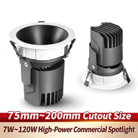 Projecteur LED encastré 100W CRI 95, luminosité ultra-élevée, usage intérieur, angle de faisceau 24/36 pour plafonds hauts et bâtiments imposants