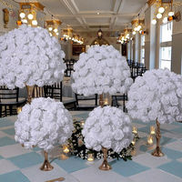 40-80cm Zuiver Witte Rozenbal Bruiloft Tafel Bloemen Bloembol Geometrische Plank Decoratieve Kunstmatige Rozenbloemen